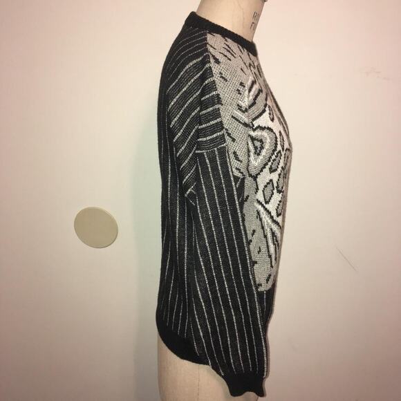 Gala by Daniel Vignozzi Vintage 1980's Black & White Graphic Print Sweater M - Picture 5 of 6